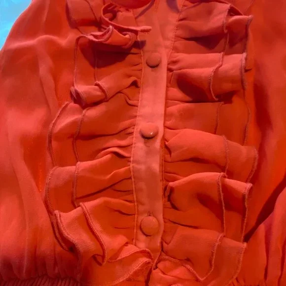 Twenty one Sheer Ruffled Dress Size Small Coral - Picture 3 of 6